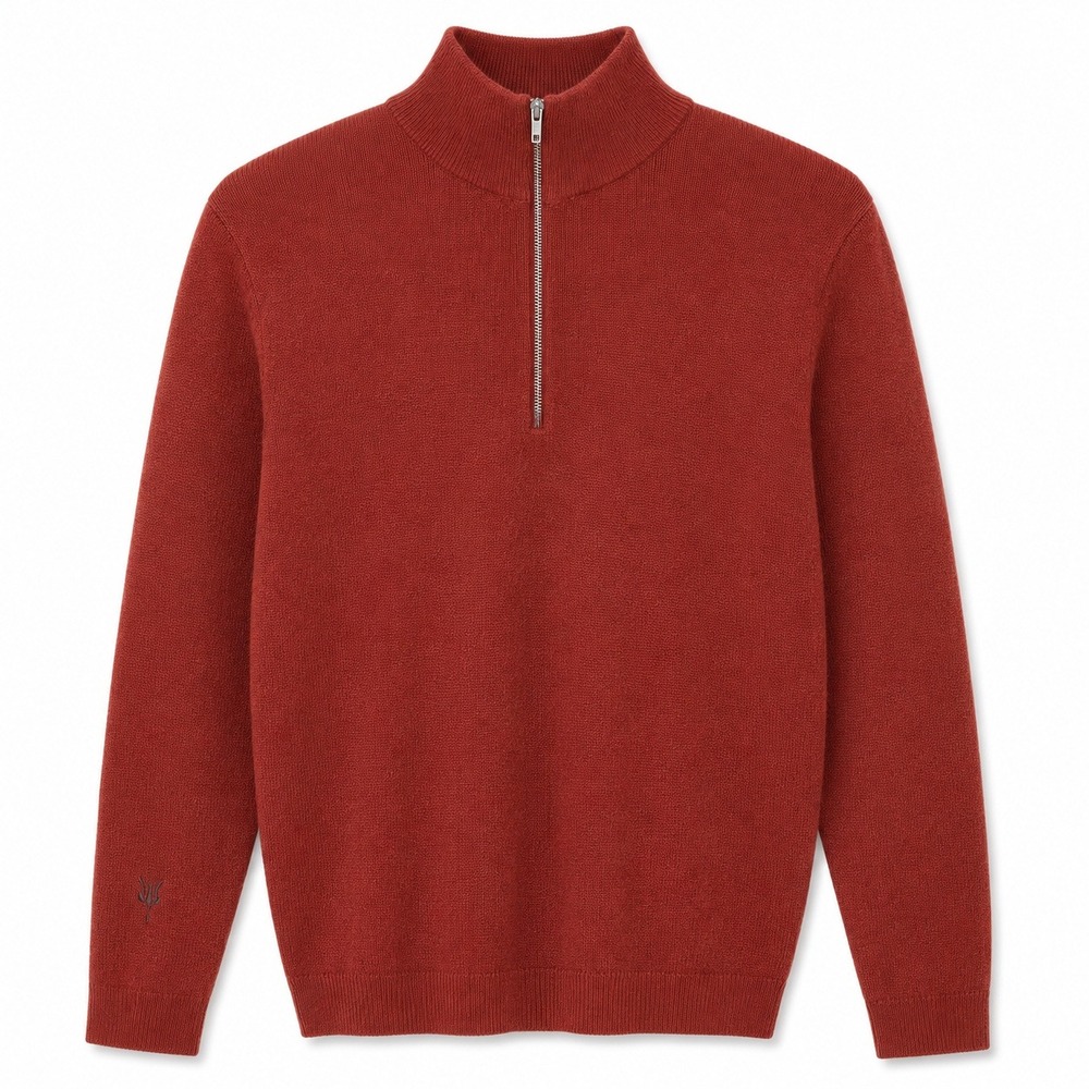 Ibex Sweater Mens Medium 1/4 Zip Quarter Zip Rust Orange 100% Superwash Wool